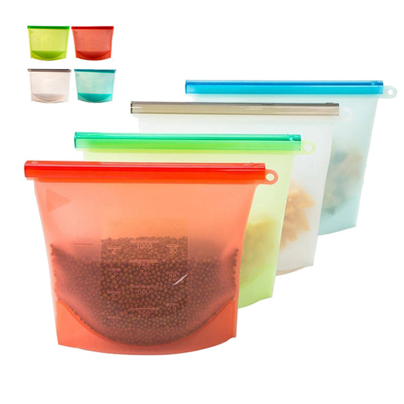 Reusable Silicone Food Fresh Bags Storage Sealed Containers for Refrigerator Kitchen Vacuum Bag