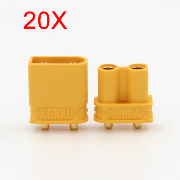 20X Amass XT30UPB XT30 UPB Plug 2mm Male Female Bullet Connectors Plugs For PCB