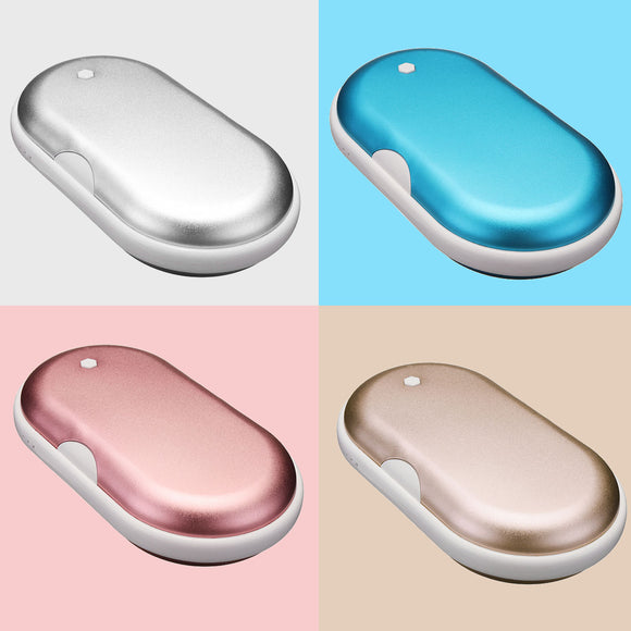 5200mAh Portable Macarons Hand Pocket Warmer Double-Sided PTC Ceramic Heating Aluminum Alloy Mobile Power Bank Supply External Battery Charger