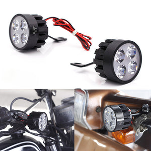 Pair 10V-85V DC 12W LED Light Motorcycle Scooter Bicycle Rear View Mirror Lamp Handlebar