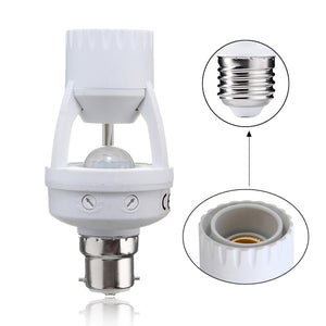 AC110-240V B22 to E27 LED PIR Infrared Motion Sensor Screw Base Bulb Holder Switch Socket