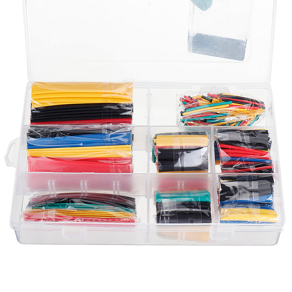 328Pcs Heat Shrink Tube Sleeving Wrap Wire Car Electrical Cable Tube kits Polyolefin 8 Sizes Mixed Color 2:1