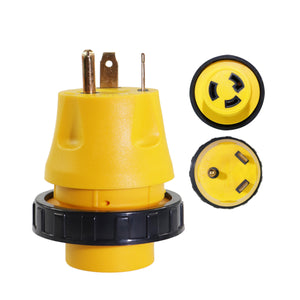RV Electrical Locking Adapter 30A Male to 30A Female Locking Plug Connector