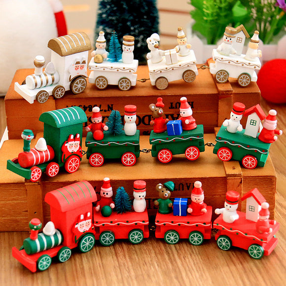 Christmas Wood Train Christmas Decorations Decor Innovative Gift for Children Diecasts Toy Vehic