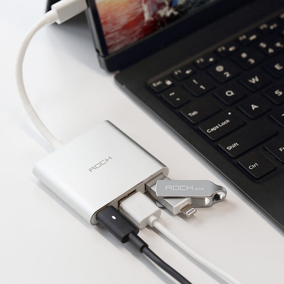 Rock USB Type-C to HDMI+USB+Type-C / Type-C to USB+Type-C Adapter For MacBook Pro