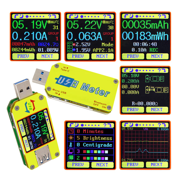 RUIDENG UM34/UM34C For APP USB 3.0 Type-C DC Voltmeter Ammeter Voltage Current Meter Tester