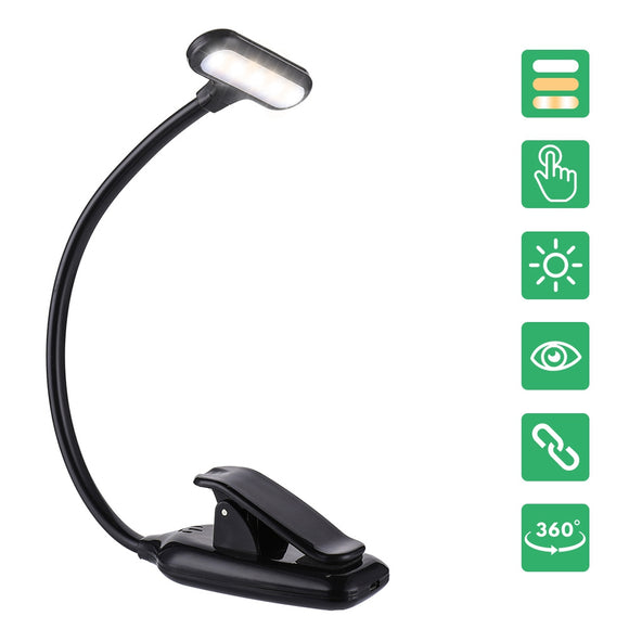 Portable 9 LED Touch Dimmable Reading Lamp USB Rechargeable Eye-care Light for Desk Bedside