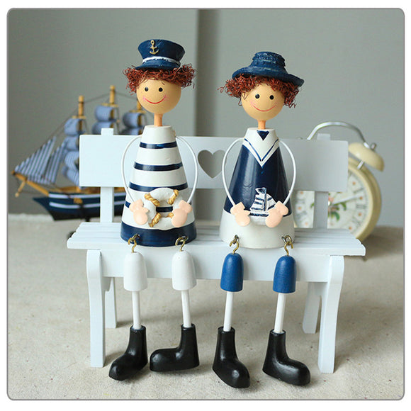 2pcs/set Creative Mediterranean Painted Navy Hanging Feet Doll Figurines Ornaments Home Decorations