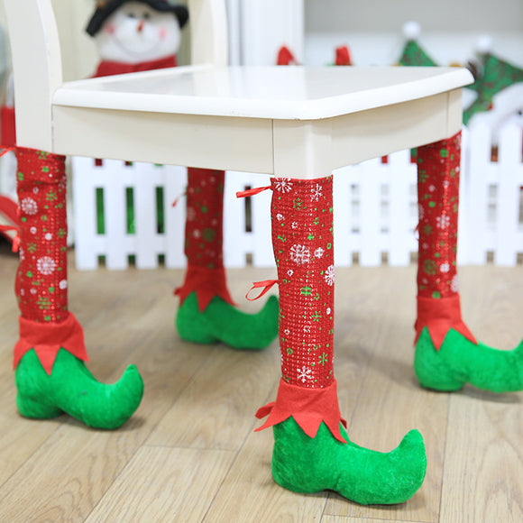 New Christmas Decorations Home Restaurant Chair Foot Cover Socks Set Table Foot Caps Decoration