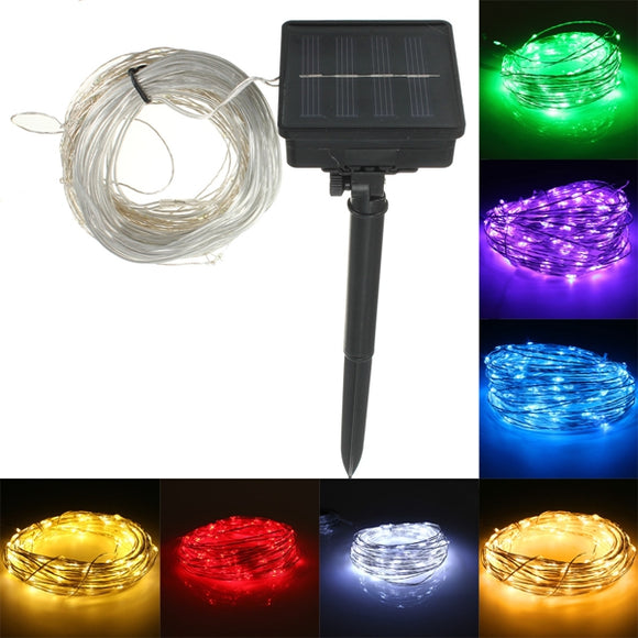 22M 150 LED Solar Powered Silver Wire String Fairy Light For Outdoor Holiday Decor +7m Down-lead