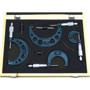 4Pcs Outside Micrometer Set Ratchet Stop Type 0-100mm (0-25mm/25-50mm/50-75mm/75-100mm)