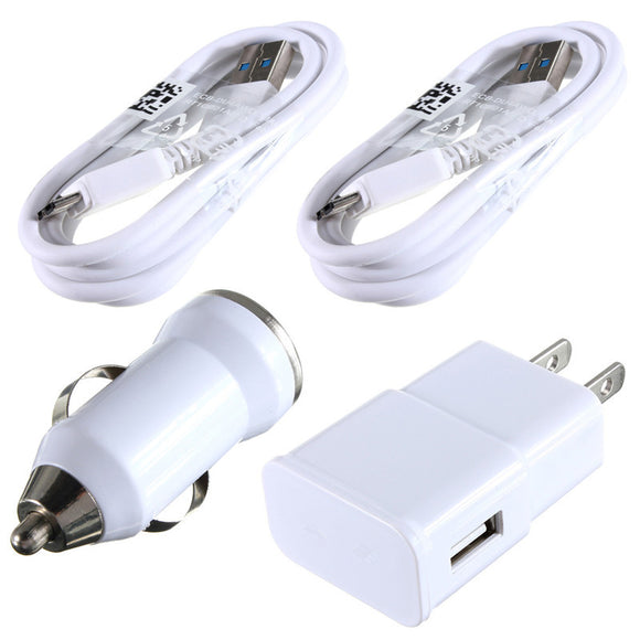 Combination Micro USB Cable + Wall and Car Charger OEM For Samsung Galaxy Note 3 S5
