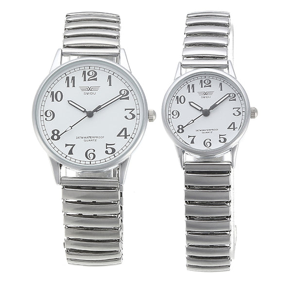 SWIDU SWI-032 Alloy Elastic Band Live Waterproof Couples Watch