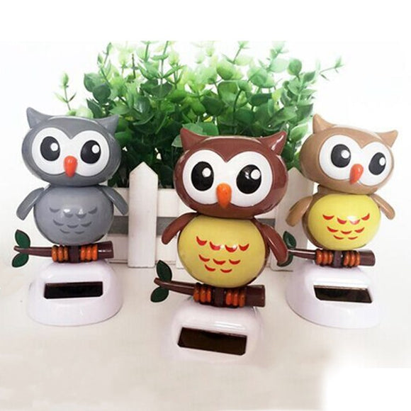 Solar Powered Owl Snowman Dancing Flip Swing Shook Head For Car Decoration Lovely Solar Energy Toys