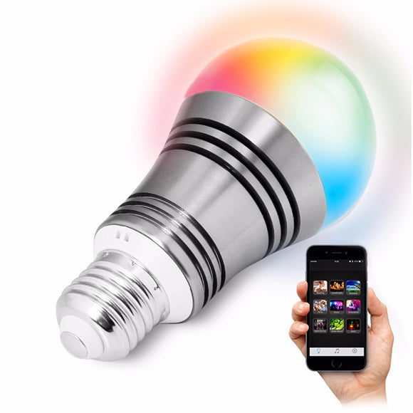 E27 6W LED RGBW Bulb Light Bluetooth WiFi Wireless Control Smart Music Audio Lamp
