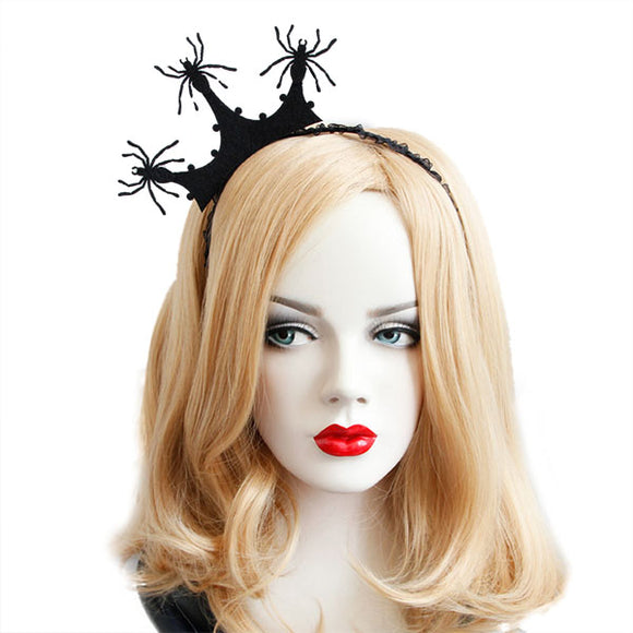 Halloween Party Princess Spider Crown Hairwear Toys Vintage Girl Tiara Fashion Lace Mesh Hair Bands