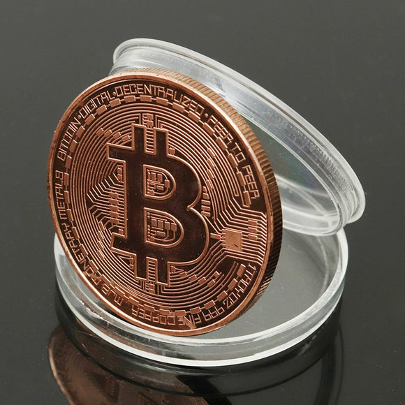 1pcs Rose Gold Bitcoin Model Commemorative Coin BTC Decoration Coins Metal
