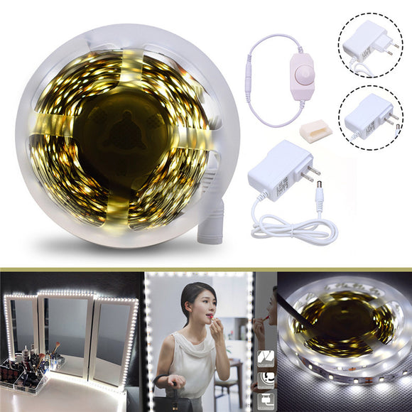 4M SMD2835 Dimmable Non-waterproof White Vanity Mirror LED Strip Lights EU US Plug DC12V