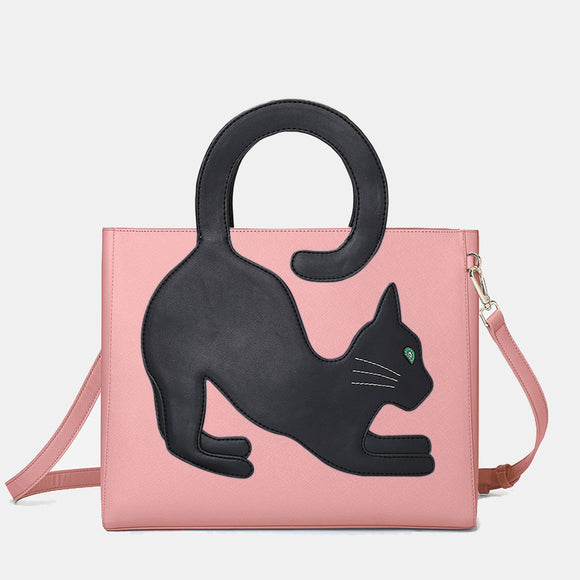 Women Multifunctional Large Capacity Cat Pattern Handbag Crossbody Bag