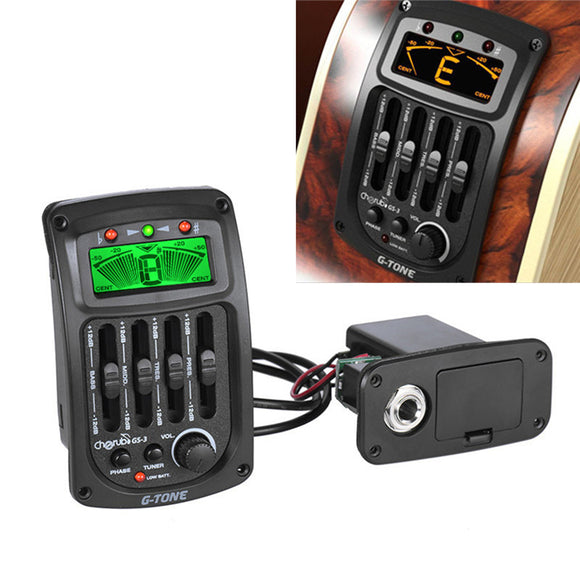 Cherub GS-3 Acoustic 4-Band EQ Equalizer Guitar Preamp Piezo Amplifier with Tuner & Phase Function