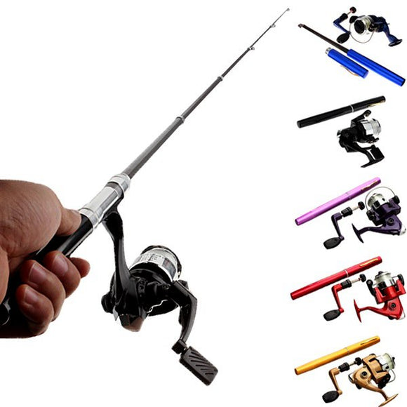 ZANLURE PFS-01 Mini Telescopic Portable Pocket Pen Shape Aluminum Alloy Fishing Rod Reel Line set