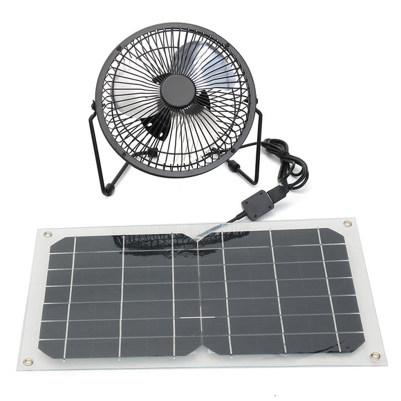 10W USB Solar Panel Powered Mini Fan Waterproof Portable Ventilation Hot Summer Cooling Fan