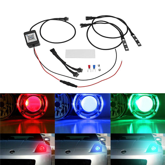 Pair bluetooth APP Control 5050 RGB LED Demon/Angel Eyes Lights for Offroad Headlight Retrofit