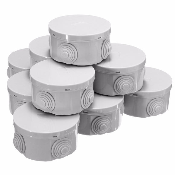 10Pcs set 80x40mm ABS IP44 Waterproof Round Shape Electric Junction Box Electric Project Enclosure Case with 4 Grommets Cable for Outdoor DIY Electric