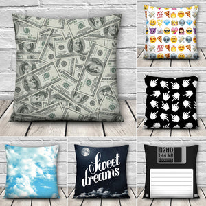 Funny 3D Dollars Emoji Books Throw Pillow Case Home Sofa Office Car Cushion Cover Gift