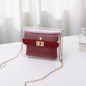 PVC 2 Pieces Clear Handbag Crossbody Bag