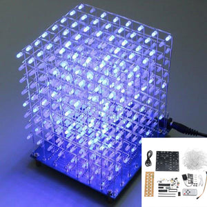 Upgraded Version 3D Light Cube Kit 8x8x8 Blue LED MP3 Music Spectrum DIY Electronic Kit