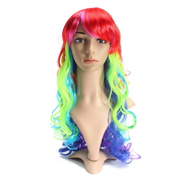 60cm Multicolor Mixed Color Wavy Curly Wig Women Cosplay Wigs