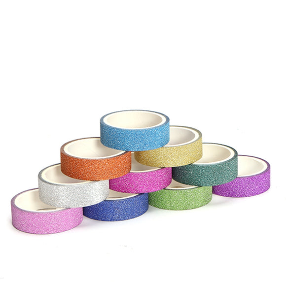 10Pcs/Lot Rainbow Shine Brightness Color Decorative Washi Ribbon Party Supplies Decoration Solid DIY Scrapbooking Masking Notebook Tape