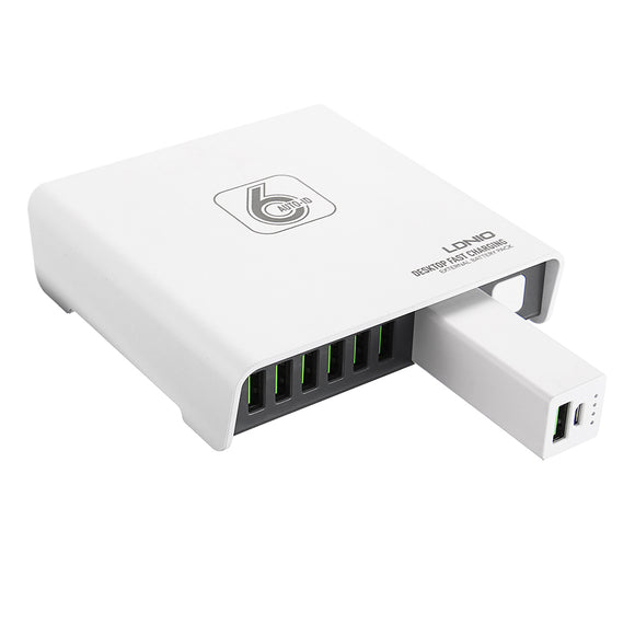 LDNIO A6802 40W 6 USB Ports USB Charger Desktop Charger EU Plug with Power Bank 2600mAh