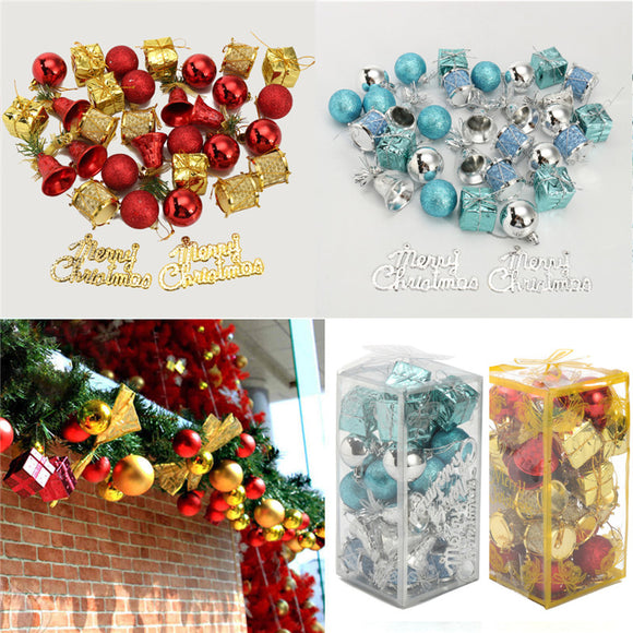 32PCS Christmas Tree Decoration Balls Drums Bells Baubles Ornaments Kids Children Party Supplies
