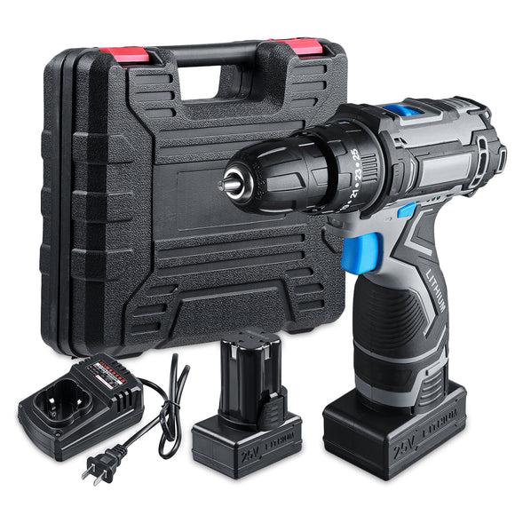 25V Cordless Drill Screwdriver Mini Wireless Power Driver With 2 Lithium-Ion Battery