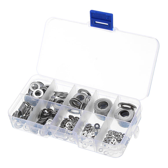 360Pcs 8 Sizes Stainless Steel Flat Washer Assortment Kit With Plastic Box