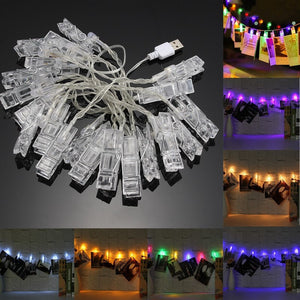 USB 2.2M 20LED Photo Peg Clip Shapes DIY Fairy String Light Xmas for Hanging Picture