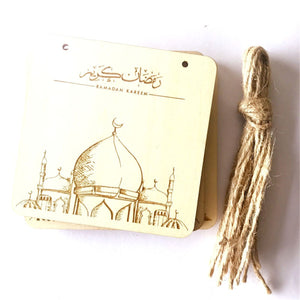 3Pcs/Set Palance Laser Cut Wooden Eid Mubak Ramadan Ornament Decorations
