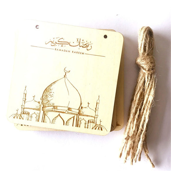 3Pcs/Set Palance Laser Cut Wooden Eid Mubak Ramadan Ornament Decorations