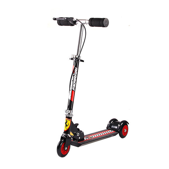 Ferrari FXK17 Three Wheel Scooter Adjustable Foldable Aluminum T-tube PU Round  Rubber Handle