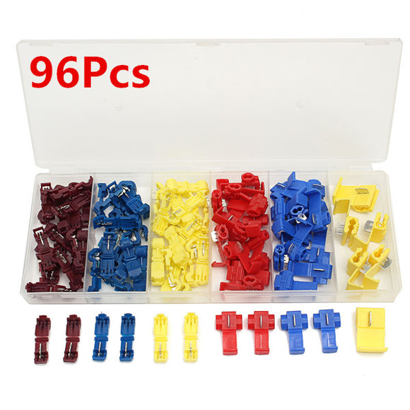 96Pcs 22-12AWG Insulated 0.5-4.0mm Quick Splice Wire Connector Crimp Terminals