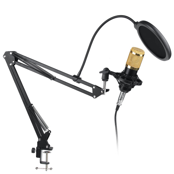 BM-800 Condenser Microphone Live Studio Vocal Recording Mic Mount Boom Stand Kit