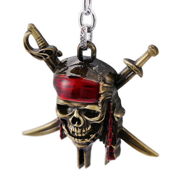Halloween Cool Zinc Alloy Keychain Captain Jack Skeleton Skull Double Knives Metal Keychain