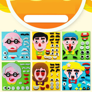 Children's Emoticon Jigsaw Puzzle Toy Non-Woven Material Toys Family Expressions Puzzle Hand-Applied Facial Features Stickers