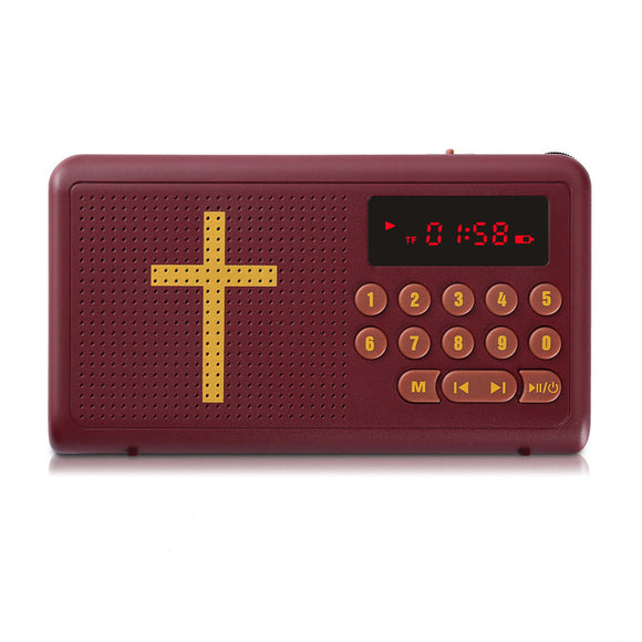 Electronic Amplified Audio Bible MP3 Media Player Mini Radio Support LED Light TF Card Time Display