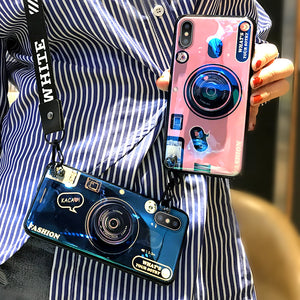 Bakeey Blue Ray Wrist Strap Shockproof Soft Silicone Protective Case for Xiaomi Redmi Note 7 / Note 7 Pro