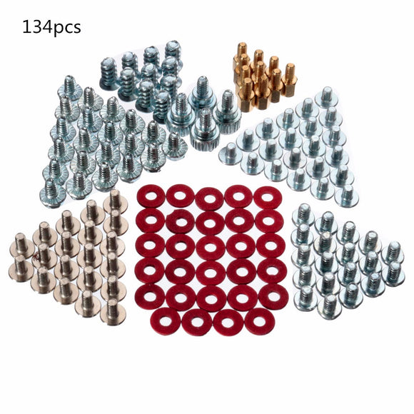 134pcs Computer PC Repair Case Power Motherboard Riser Fiber Screws