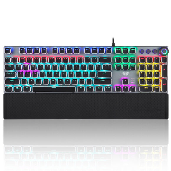 AULA F2088 Punk Keycap Blue/Brown Switch Mechanical Gaming Keyboard with Backlit/Volume Knob