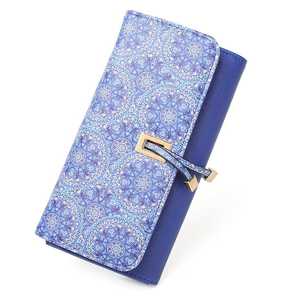 Women PU Leather RFID Floral Large Capacity Multifunction Card Holder Purse Wallet